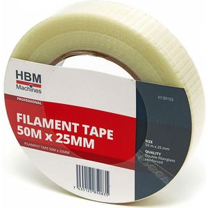 HBM Dubbel Glasvezel Versterkte Filament Tape 50 Meter x 50 mm