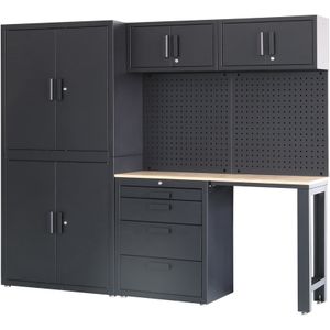 HBM premium werkplaatssysteem, 8-delig, mat zwart