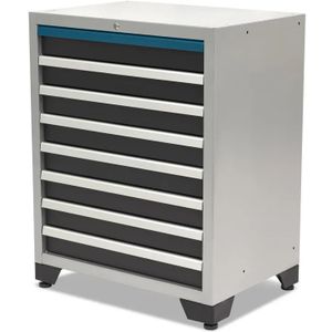 HBM 8 Laden Deluxe Professionele Gereedschapskast voor Werkplaatsinrichting zwart blauw