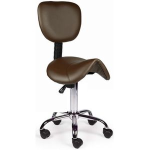 Zadelkruk - Bruin - Ergonomisch - Met Rugleuning - Verrijdbaar