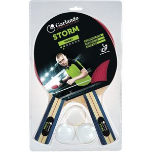 Garlando Storm Tafeltennis Set - 2 Bats en 3 Pingpongballen