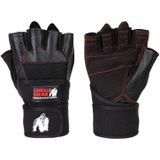 Gorilla Wear Dallas Wrist Wrap Handschoenen - Fitness Handschoenen - Zwart/Rode Stiksels - S