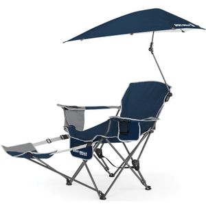 Sport-Brella Verstelbare Campingstoel - Visstoel - Strandstoel met Parasol - Blauw