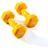 Muscle Power Vinyl Dumbbells - 2 x 2,5 kg - Geel