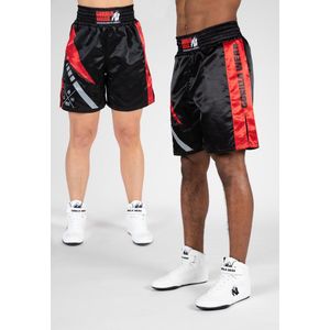 Gorilla Wear Hornell Boxing Shorts - Unisex - Zwart/Rood - S