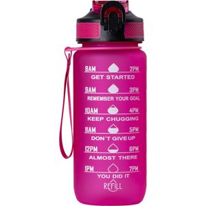 Beauty Rebels Motivational Water Bottle 600 ml Hot Pink