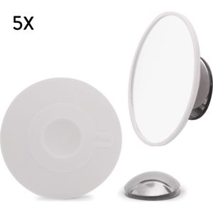 Compacte/kleine Bosign Make-upspiegel Vergrotend (5x), wit, magnetische spiegelhouder - diameter 11 cm