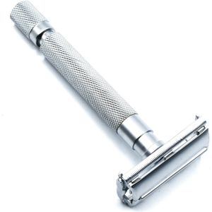 Parker Shaving 74R-SC Satin Chrome Textured Heavy Weight Butterfly Open Safety Razor