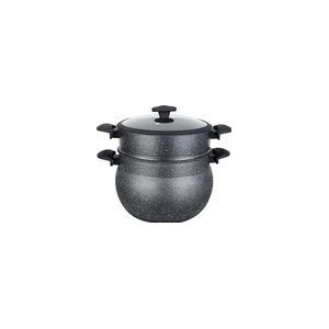 BIKO - Couscous pan - Stoompan - Marmeren coating - 8 Liter - Zwart