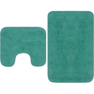 vidaXL-Badmattenset-stof-turquoise-2-delig