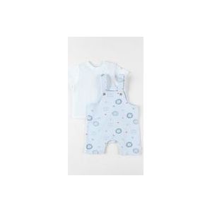 Setje met overall + t-shirt, hemelsblauw
