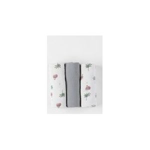 Set met 3  "gorilla" luierdoeken uit mousseline 70 x 70, gebroken wit