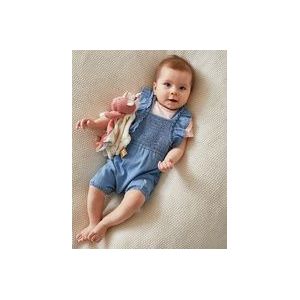 Denim overall + t-shirt set, blauw/lichtroos