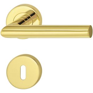 Häfele Türdrücker-Garnitur LDH 2171 Edelstahl Messing PVD-beschichtet, PZ-Profilzylinder