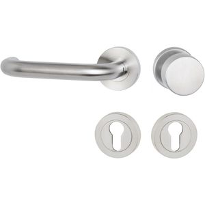 Hermat Türdrücker BASIC 01 aus Edelstahl, Knopf / Drücker - DIN links Edelstahl matt