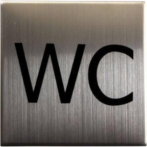 Fimet Symbol &quot;WC&quot; aus Edelstahl selbstklebend, 75 x 75 mm