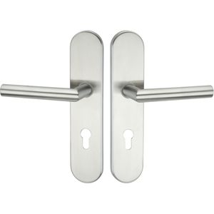Hermat Sicherheitsgarnitur DIN-Norm PZ 72 mm Drücker/Drücker Schutzbeschlag Edelstahl HE10001