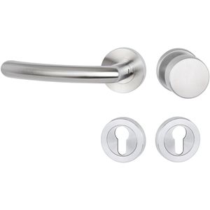 Hermat Türdrücker BASIC 05 aus Edelstahl, Knopf / Drücker - DIN links Edelstahl matt
