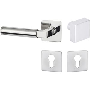 Hermat Türdrücker INFINITY 02 aus Edelstahl, Knopf / Drücker - DIN links Chrom poliert