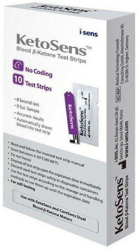 KetoSens - Teststrips - Voor CareSens Dual - 10 Stuks - Automatische Codering