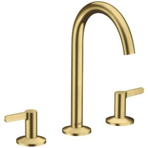 AXOR One 3-Loch Waschtischarmatur 170 mit Push-Open Ablaufgarnitur Brushed Brass, 48050950
