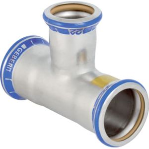 Geberit Mapress Edelstahl T-Stück reduziert (Gas),  DN 25 / 15 / 25,  dø 28 mm, 34039