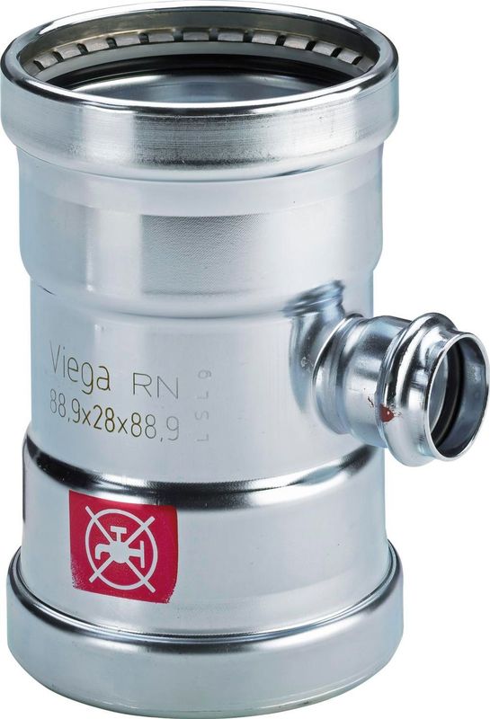 Viega Prestabo XL-T-Stück, d1 88,9, d2 88,9, d3 88,9 Stahl unlegiert, verzinkt Modell 1118XL, 597825