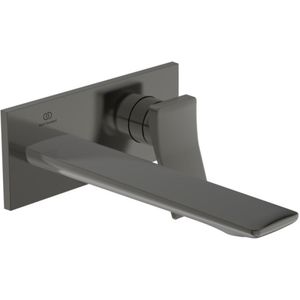 Ideal Standard Wand-Waschtischarmatur Conca, BS2, eckige Rosette,Ausld.225mm,Magnetic Grey, A7372A5