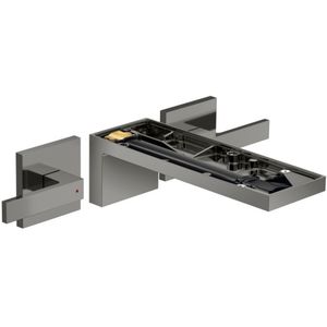 AXOR HG AXOR MyEdition 3-Loch Waschtischarmatur Unterputz für Wandmontage mit Auslauf 221 mm, ohne Platte Polished Black Chrome, 47082330