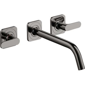 AXOR Citterio M 3-Loch Waschtischarmatur Unterputz für Wandmontage mit Auslauf 226 mm, Hebelgriffen und Rosetten Polished Black Chrome, 34315330