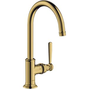 AXOR Montreux Einhebel-Waschtischmischer 210 mit Hebelgriff und Ablaufgarnitur Polished Gold Optic, 16518990