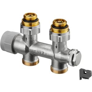 OVENTROP Anschlussarmatur Multiblock TQ Durchgang Zweirohr, G 1/2 AG x G 3/4 Eurokonus, mit QA-Ventileinsatz, 1184073