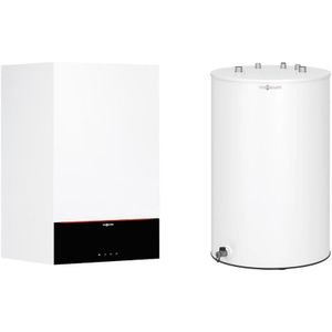 Viessmann Paket Gas-Heizgerät Vitodens 200-W 11,0 kW, Typ B2HF, 3,5-Zoll-Display + Speicher 120 L Vitocell 100-W CUGB, Z019611