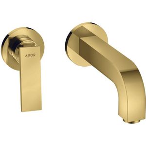 AXOR Citterio Einhebel-Waschtischmischer Unterputz für Wandmontage mit Hebelgriff, Auslauf 220 mm und Rosetten Polished Gold Optic, 39121990