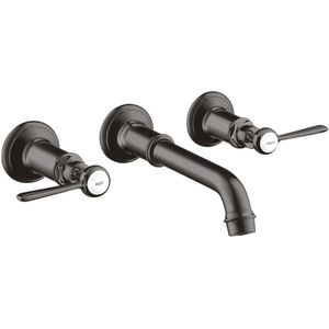 AXOR Montreux 3-Loch Waschtischarmatur Unterputz für Wandmontage mit Auslauf 165 - 225 mm und Hebelgriffen Brushed Black Chrome, 16534340