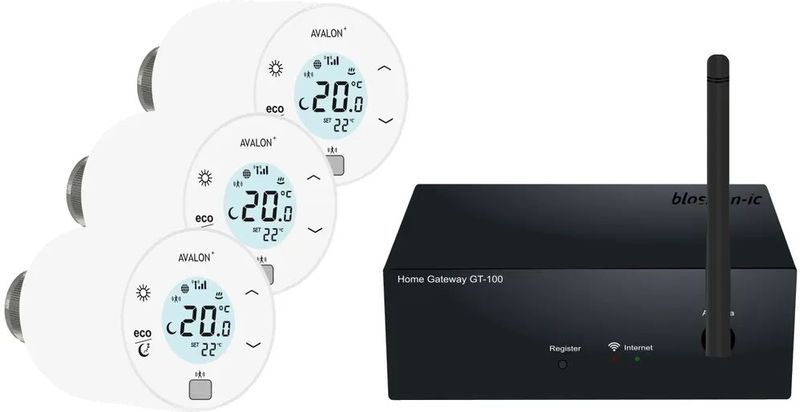 blossom-ic Avalon+ Tres Set: 3x Avalon+ Thermostat, 1x Gateway GT-100, APTS-3980