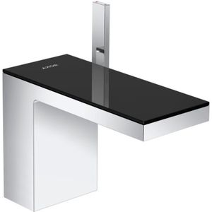 AXOR HG AXOR MyEdition Einhebel-Waschtischmischer 110 mit Push-Open Ablaufgarnitur Chrom/Schwarzglas, 47030600
