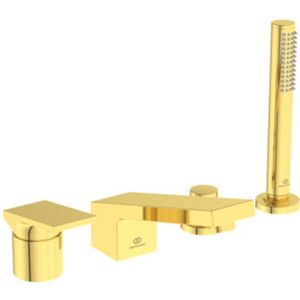 Ideal Standard 4-Loch-Badearmatur Extra m.HB m. Wanneneinlauf Brushed Gold, BD518A2