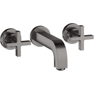 AXOR Citterio 3-Loch Waschtischarmatur Unterputz für Wandmontage mit Auslauf 162 mm, Kreuzgriffen und Rosetten Polished Black Chrome, 39313330