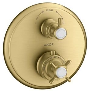 AXOR Montreux Thermostat Unterputz mit Kreuzgriff und Ab- Umstellventil Brushed Gold Optic, 16820250