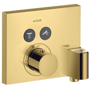 AXOR ShowerSelect Thermostat Unterputz eckig für 2 Verbraucher mit Wandanschluss und Brausehalter Polished Gold Optic, 36712990