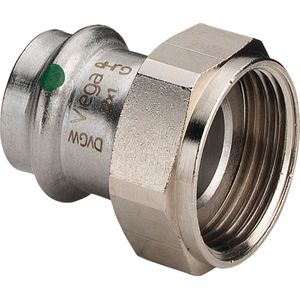 Viega Sanpress Inox-Anschlussverschraubung, d 42mm, G 2 Messing vernickelt, Stahl nichtrostend Modell 2363, 437923