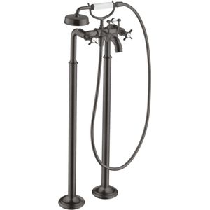 AXOR Montreux 2-Griff Wannenarmatur bodenstehend mit Kreuzgriffen Brushed Black Chrome, 16547340