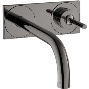 AXOR Uno Einhebel-Waschtischmischer Unterputz für Wandmontage mit Auslauf 225 mm und Platte Polished Black Chrome, 38115330