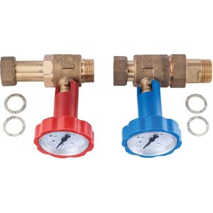 Buderus CS20-1 Hähne Hz 2x  VL/RL, für Heizung VL/RL, mit Thermometer, 7738112833
