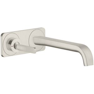 AXOR Citterio E Einhebel-Waschtischmischer Unterputz für Wandmontage mit Pingriff, Auslauf 221 mm und Platte Edelstahl Optic, 36114800