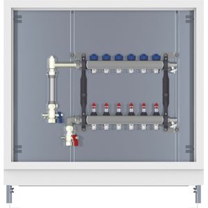 Roth Verteilerstation HKV 8 Edelstahl mit WMZ-Set senkrecht mit 2 KH UP Schrank, 1115011523