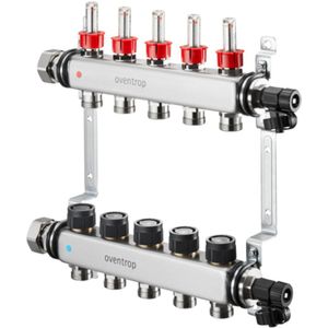 OVENTROP Heizkreisverteiler Multidis SF mit integrierten Durchfluss-, Mess- und Reguliereinsätzen im Vorlauf, 0-5 l/min, 12 Kreise, 1406362