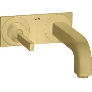 AXOR Citterio Einhebel-Waschtischmischer Unterputz für Wandmontage mit Pingriff, Auslauf 220 mm und Platte Brushed Brass, 39115950