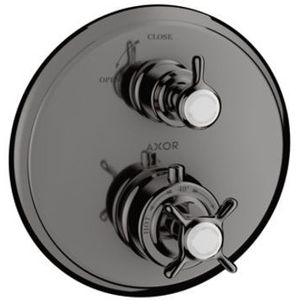 AXOR Montreux Thermostat Unterputz mit Kreuzgriff und Absperrventil Polished Black Chrome, 16800330